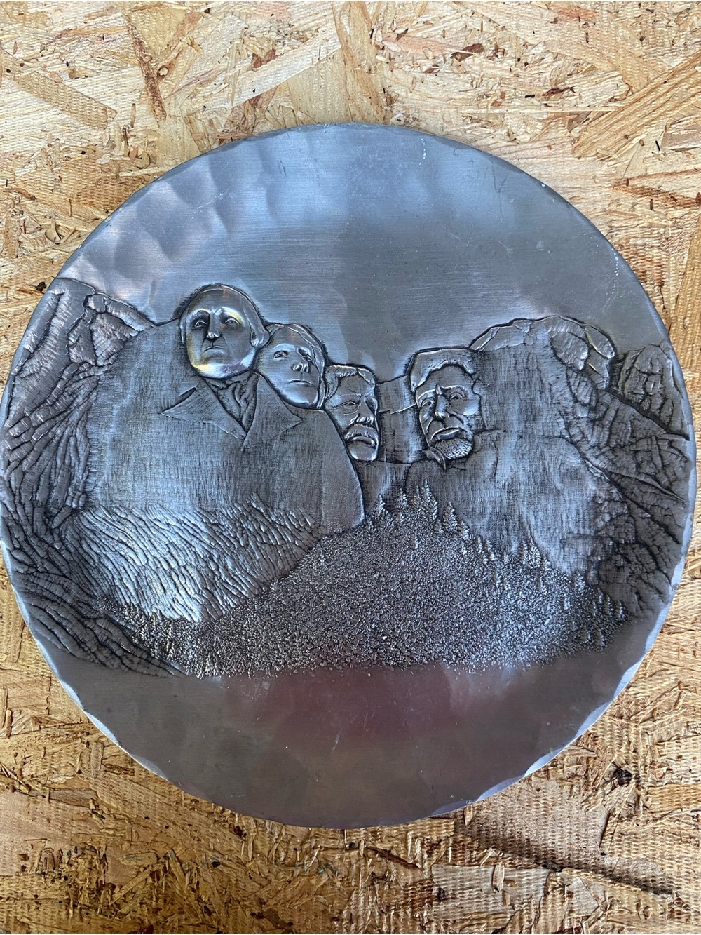 Metal Relief Wall Art Plate in Metallic Gray-Made of Pewter